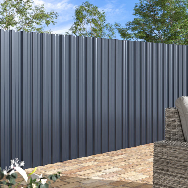 Charcoal Black Set of 12 Steel Corrugated Panels