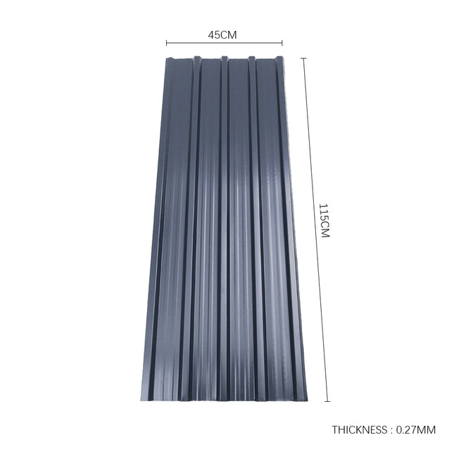 Charcoal Black Set of 12 Steel Corrugated Panels