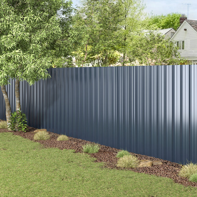 Charcoal Black Set of 12 Steel Corrugated Panels