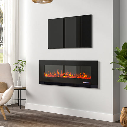 50-inch Wall Mounted Electric Fireplace with Remote Control