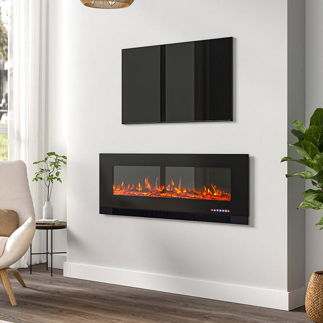 50-inch Wall Mounted Electric Fireplace with Remote Control