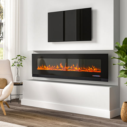 72 Inch Wall Mounted Electric Fireplace with Remote Control & 12 Flame Colors