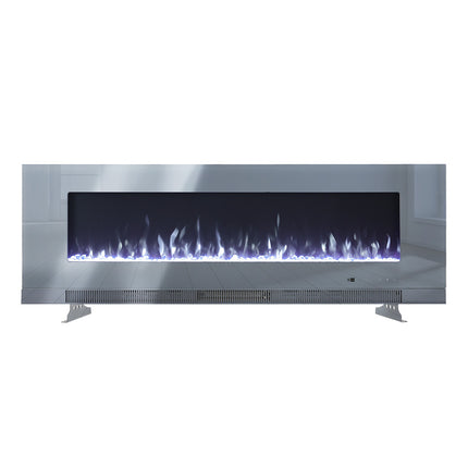 Grey 60-inch Wall Mounted Electric Fireplace with Remote Control