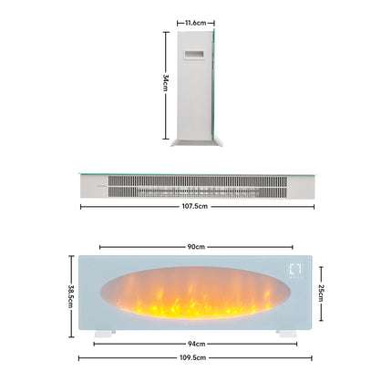 42 Inch Freestanding LED Electric Fireplace 7 Flame Colours with Remote
