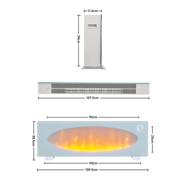 42 Inch Freestanding LED Electric Fireplace 7 Flame Colours with Remote