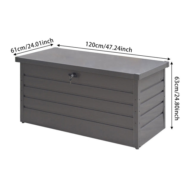 Grey 350L Metal Outdoor Garden Lockable Storage Box