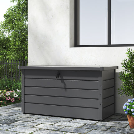 Grey 350L Metal Outdoor Garden Lockable Storage Box