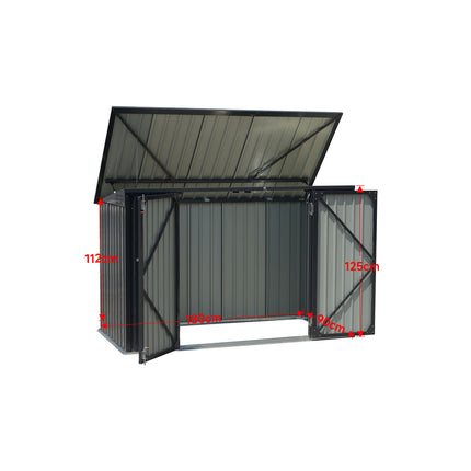 190CM Wide Steel Lockable Garden Bike Shed Bicycle Storage with Hinged Lid