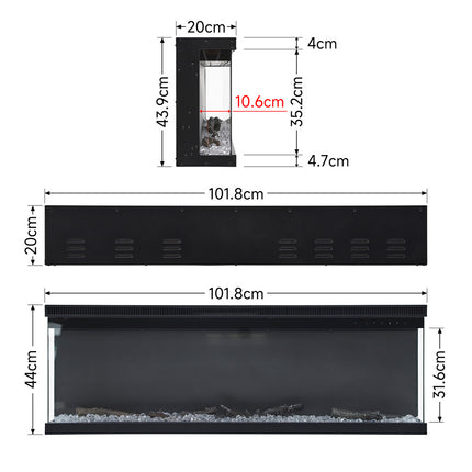 40 inch Electric Fireplace with Remote Control and 5 modes 12 Flames