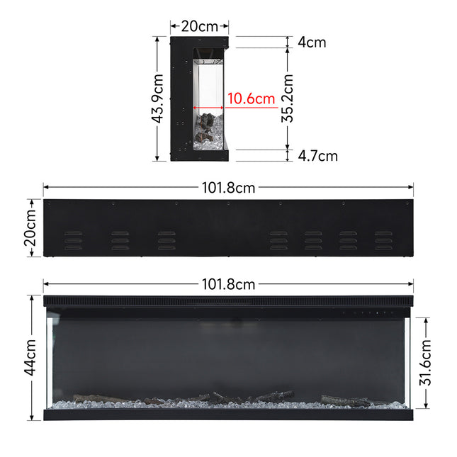 40 inch Electric Fireplace with Remote Control and 5 modes 12 Flames