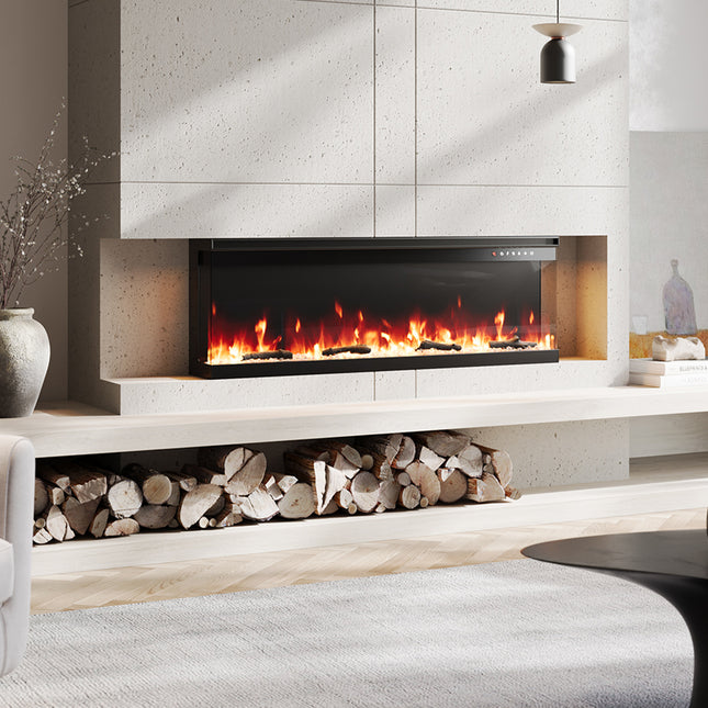 50 inch Recessed and Freestanding Electric Fireplace with Remote Control