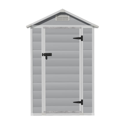 Grey Garden Plastic Storage Shed with Lockable Hinged Door