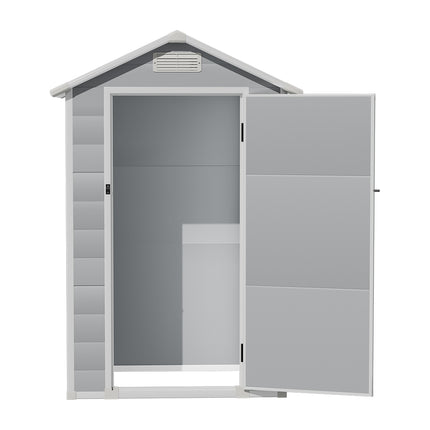 Grey Garden Plastic Storage Shed with Lockable Hinged Door