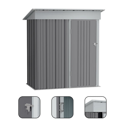 Grey Outdoor Metal Storage Shed with Lockable Door
