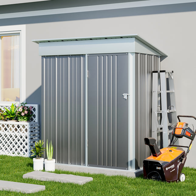 Grey Outdoor Metal Storage Shed with Lockable Door