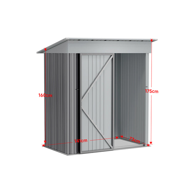 Grey Outdoor Metal Storage Shed with Lockable Door
