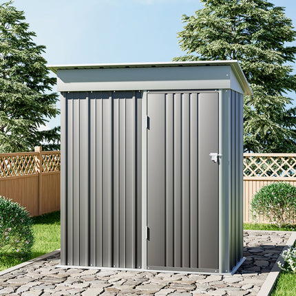 3x5FT Grey Outdoor Metal Storage Shed with Lockable Door