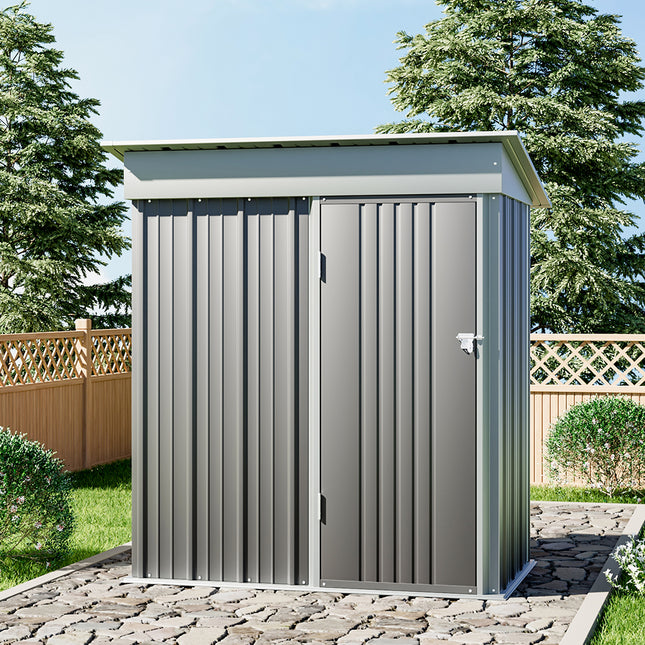 3x5FT Grey Outdoor Metal Storage Shed with Lockable Door