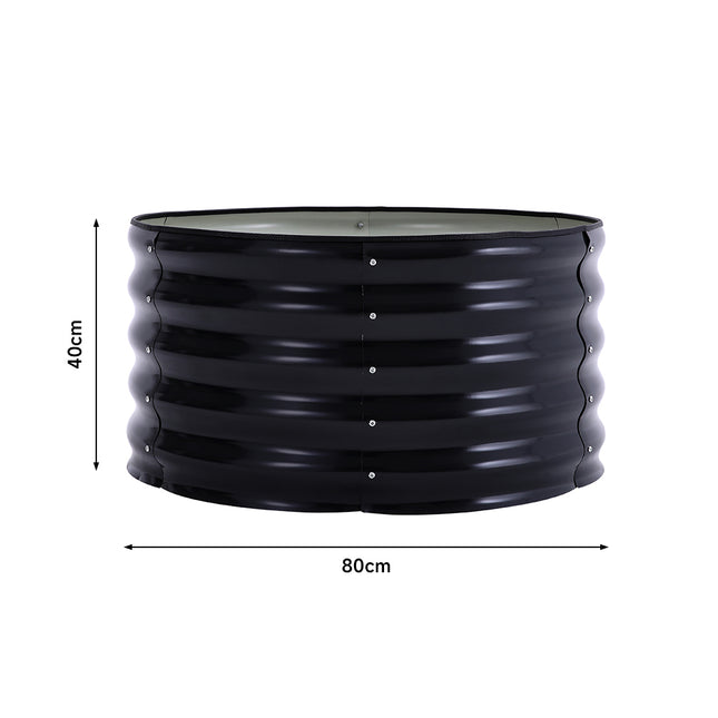 Anthracite 80cm Round Galvanized Steel Raised Garden Bed