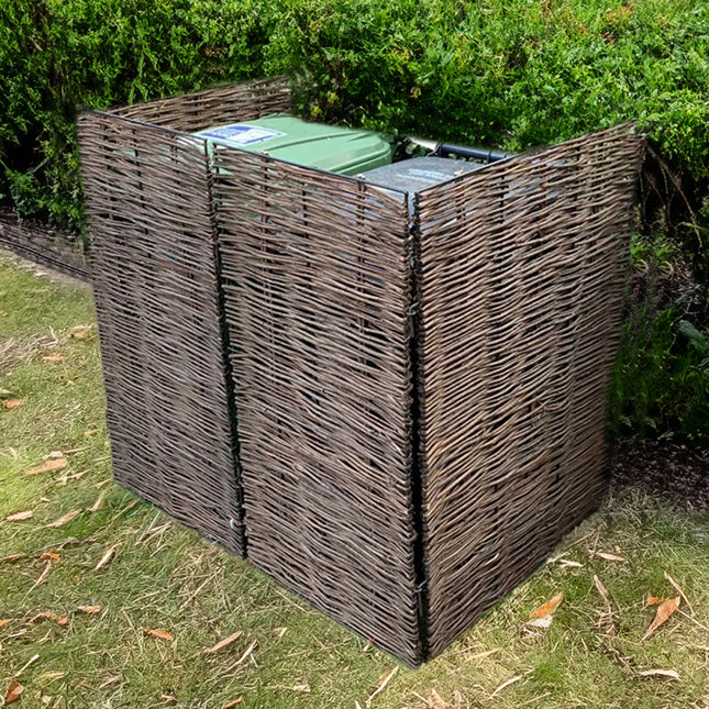 Brown 81cmD Trash Can Fence Wicker Privacy Fence
