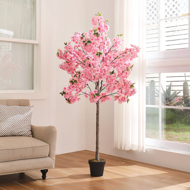 Pink 180cm Artificial Cherry Blossom Tree in Pot for Decoration