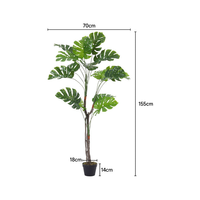 Green 155cm Artificial Monstera Deliciosa Tree in Pot