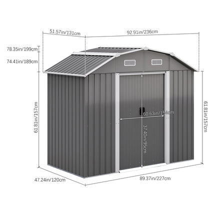 Grey Large Galvanized Steel Acrylic Storage Shed