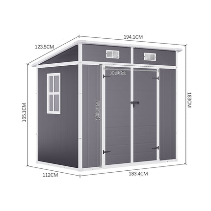 194.1cm W Outdoor Plastic Garden Storage Shed