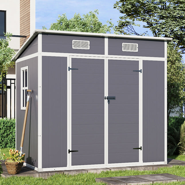 194.1cm W Outdoor Plastic Garden Storage Shed