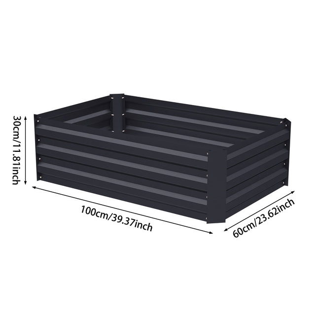 Charcoal Black 100cm W Galvanized Steel Raised Garden Bed Planter Box