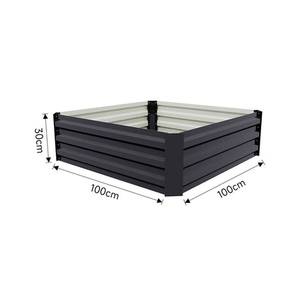 Charcoal Black 100cm W Galvanized Steel Square Raised Garden Bed Planter Box