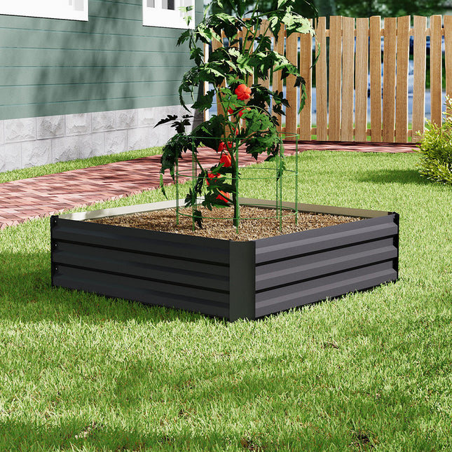 Charcoal Black 100cm W Galvanized Steel Square Raised Garden Bed Planter Box