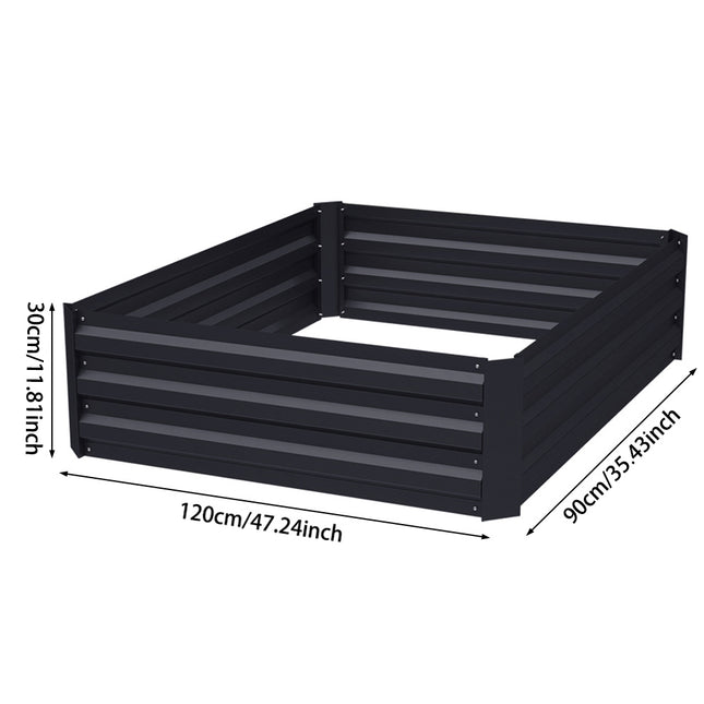 Charcoal Black 120cm W Galvanized Steel Raised Garden Bed Planter Box