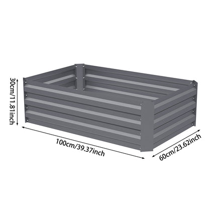 Grey 100cm W Galvanized Steel Raised Garden Bed Planter Box