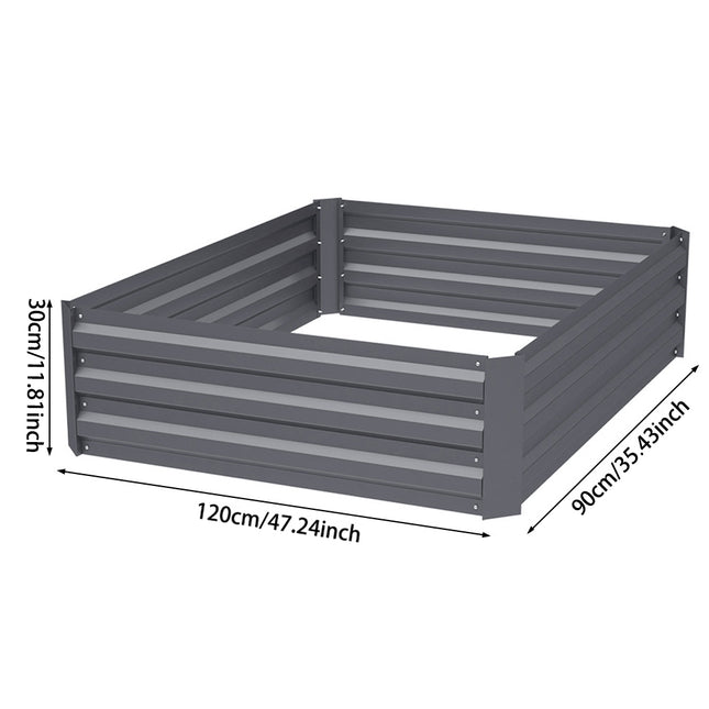 Grey 120cm W Galvanized Steel Raised Garden Bed Planter Box