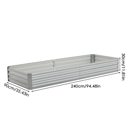 240cm Outdoor Rectangular Metal Raised Garden Bed