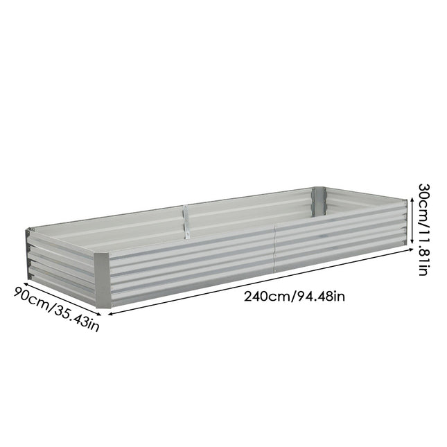 240cm Outdoor Rectangular Metal Raised Garden Bed