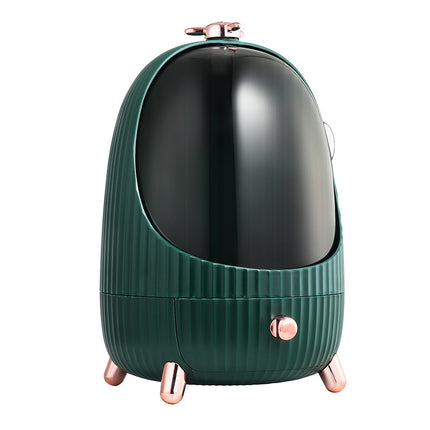 Green Dustproof Makeup Organizer with LED Light