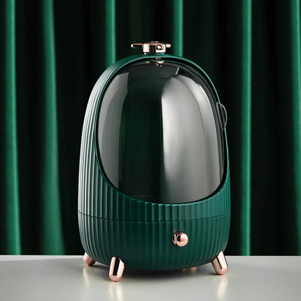 Green Dustproof Makeup Organizer with LED Light