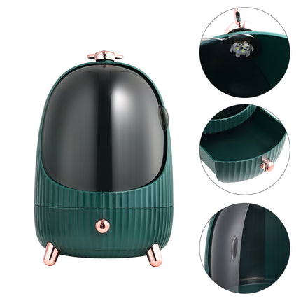 Green Dustproof Makeup Organizer with LED Light