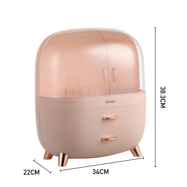 Stylish Large Pink Transparent Makeup Organizer with Drawers