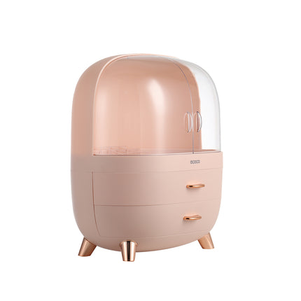 Stylish Large Pink Transparent Makeup Organizer with Drawers