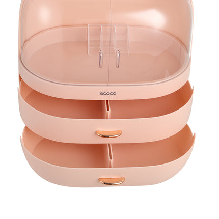 Stylish Large Pink Transparent Makeup Organizer with Drawers