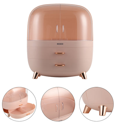 Stylish Large Pink Transparent Makeup Organizer with Drawers