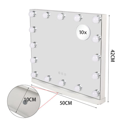 Rectangle Hollywood LED Lighted Cosmetic Mirror 50x42cm