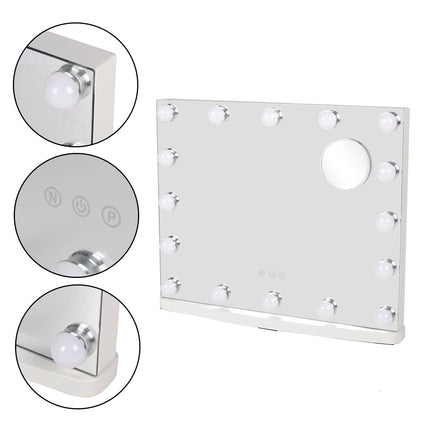 Rectangle Hollywood LED Lighted Cosmetic Mirror 50x42cm
