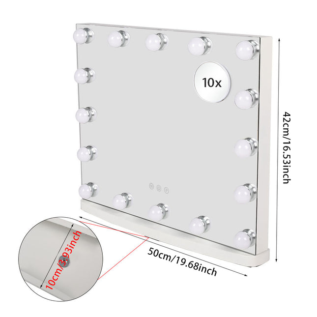 Rectangle Hollywood LED Lighted Cosmetic Mirror 50x42cm