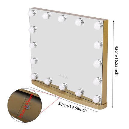 Rectangle Hollywood LED Lighted Cosmetic Mirror 50×42cm