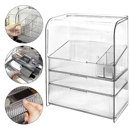 3-Tier Transparent Cosmetics Storage Organizer
