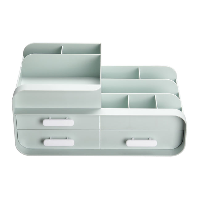 Plastic Desk Makeup Organizer with Drawers Green